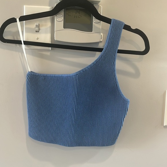 Babaton Sculpt One-Shoulder Ribbed Top Blue - Picture 4 of 9